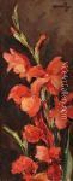 Gladiole Rosii Oil Painting - Nicolae Tonitza