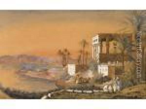:temple De Tafilalet En Egypte Oil Painting - Louis Amable Crapelet