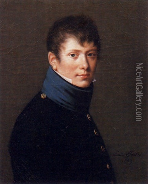 Portrait D'homme Au Col Bleu Oil Painting - Lucille Foullon