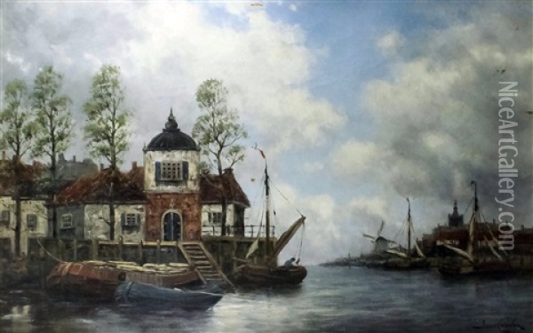 Near Vlaardingen, Holland Oil Painting - Hermanus Koekkoek the Younger