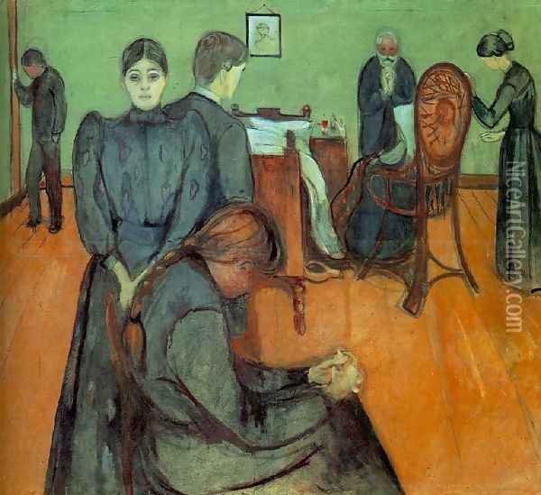 Death in the Sick-Room Oil Painting - Edvard Munch