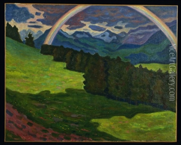 Paysage De Montagne A L'arc En Ciel Oil Painting - Henri Lienard De Saint-Delis