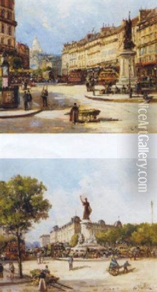 Place De La Republique Oil Painting - Gustave Mascart