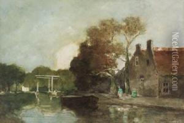 An Autumn Day On The Canal Oil Painting - Willem Johannes Weissenbruch