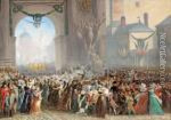 L'arrivee De Bonaparte A Milan Oil Painting - Joseph Navlet