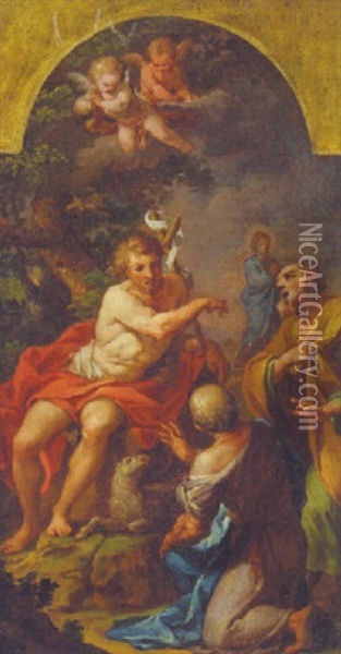 Saint John The Baptist Preaching Oil Painting - Sebastiano Conca