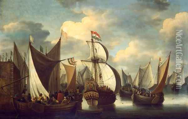View of a Harbour Oil Painting - Jacobus Storck