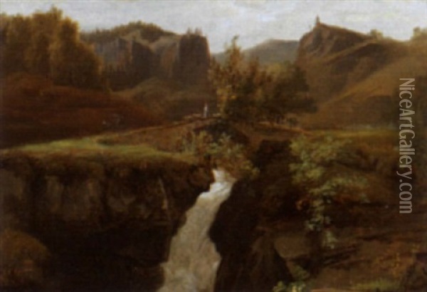 La Vallee De Lauterbrunnen Oil Painting - Charles Louis Guigon