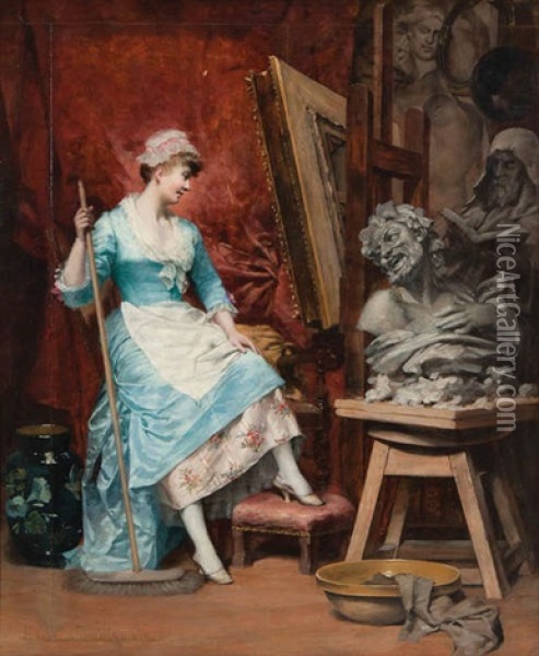Dans L'atelier Oil Painting - Joseph Henri Condamin