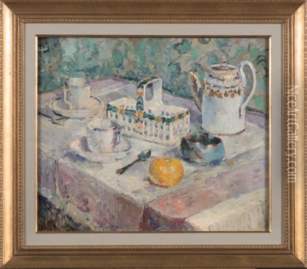 La Petite Table A Dejeuner Oil Painting - Jules Merckaert