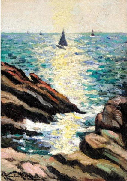 Sailing In The Sun, South Of France Oil Painting - Alexander Altmann