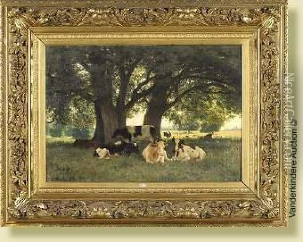 Vaches Au Pre Oil Painting - Jules Montigny