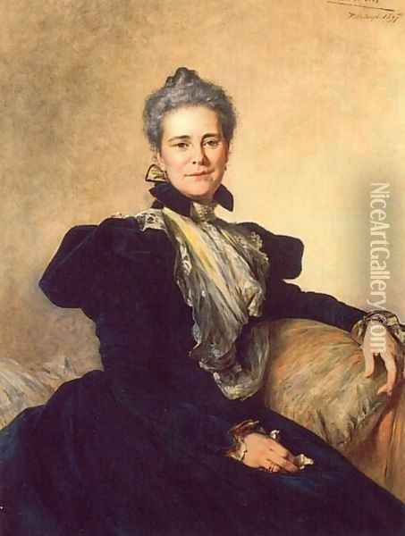Portrait of Mrs Charles Lockhart Oil Painting - Theobald Chartran