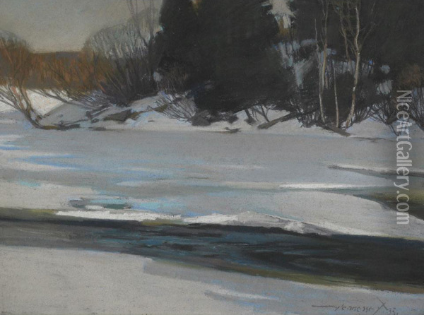 Winter In The Gatineau Hills Oil Painting - Frank Charles Hennessey