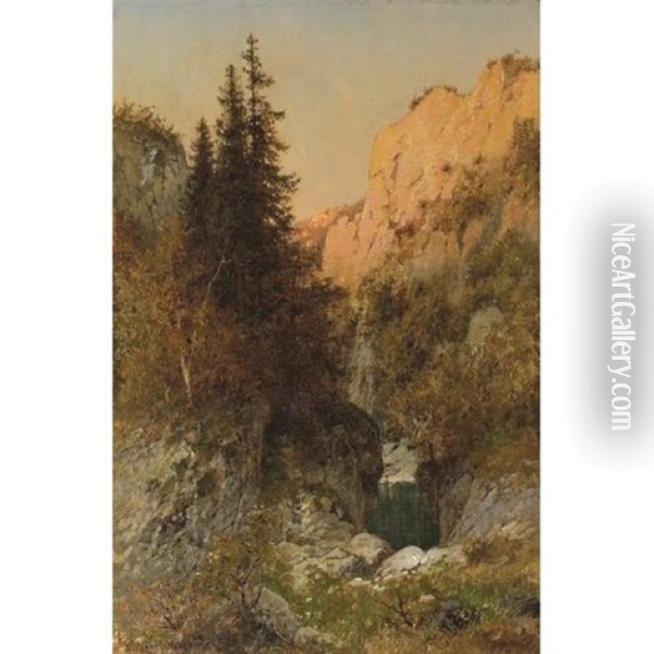 A View Of The Sierras Oil Painting - Gilbert Munger