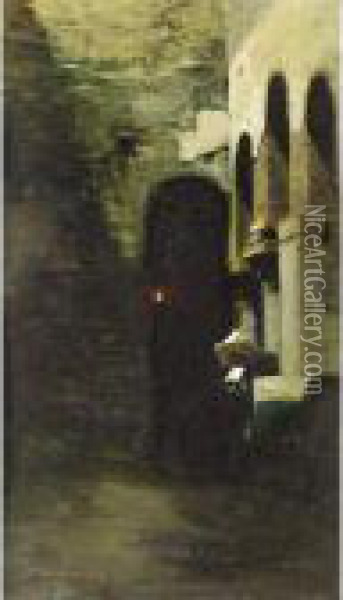 Nun In Contemplation Oil Painting - Vincenzo Cabianca