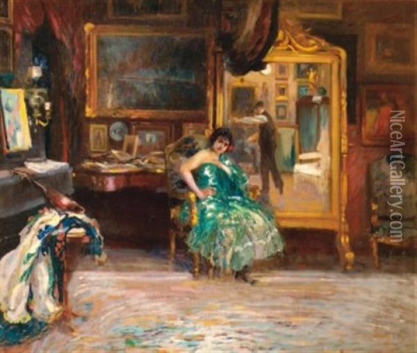 The Sitting Session Oil Painting - Elie Anatole Pavil