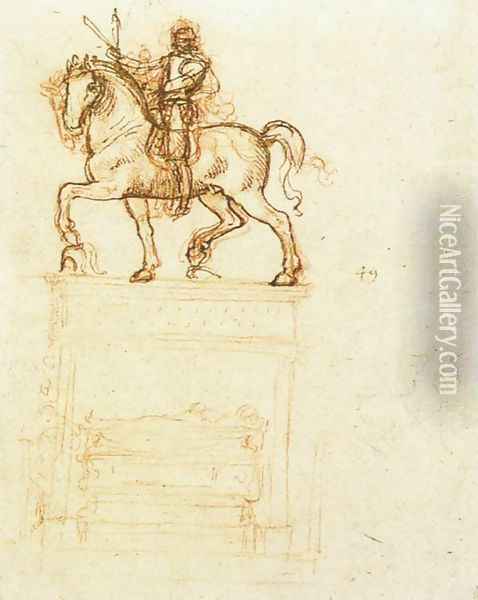 Study for the Trivulzio monument (2) 1508-12 Oil Painting - Leonardo Da Vinci