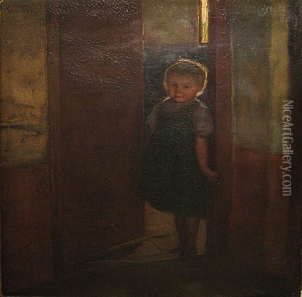 Meisje In De Deuropening Oil Painting - Hendrik Maarten Krabbe
