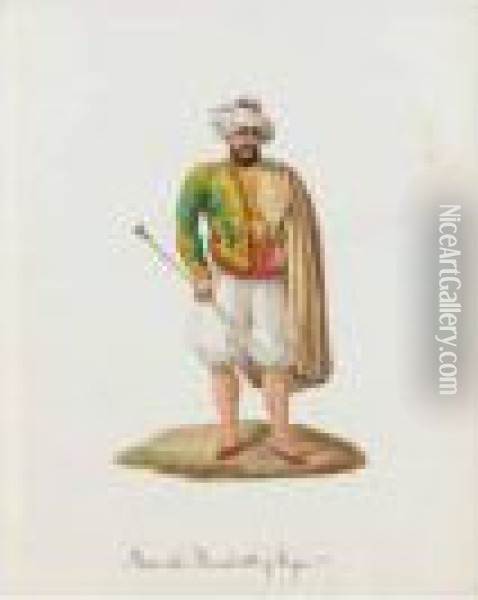 A Folio Of Watercolours Of Algerian Figures Oil Painting - Charles Frederick Von Brocktorff