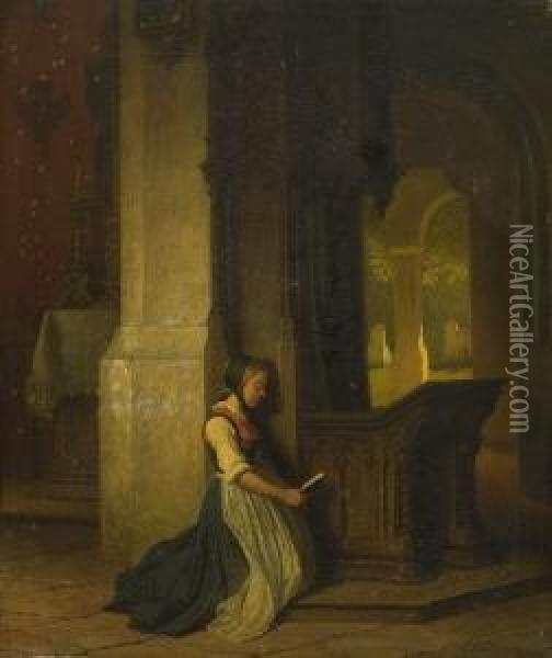 Junge Frau Beim Gebet. Oil Painting - Conrad Hoff
