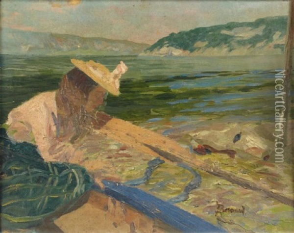 Germaine Besnard Sur Le Lac D'annecy Oil Painting - Albert Besnard
