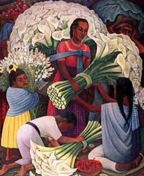 The Flower Vendor Oil Painting - Diego Rivera