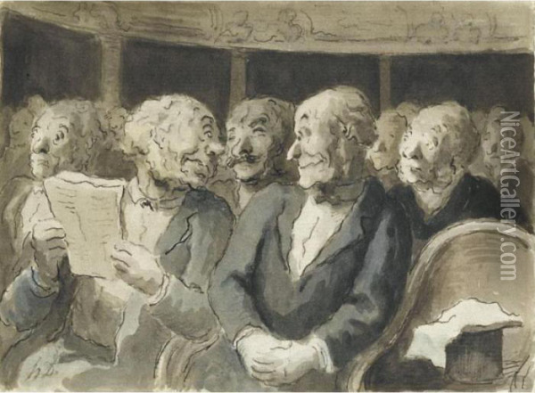 Les Spectateurs Oil Painting - Honore Daumier