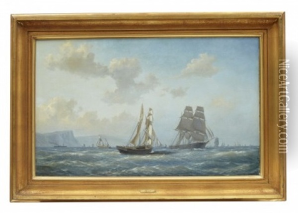 Segelbatar Till Havs Oil Painting - Carl Julius Emil Olsen