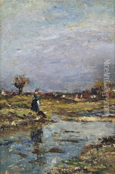 Herbstlandschaft Oil Painting - Theodor von Hoermann