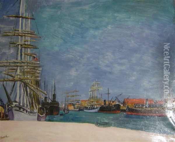 Le Port Oil Painting - Jean Hippolyte Marchand
