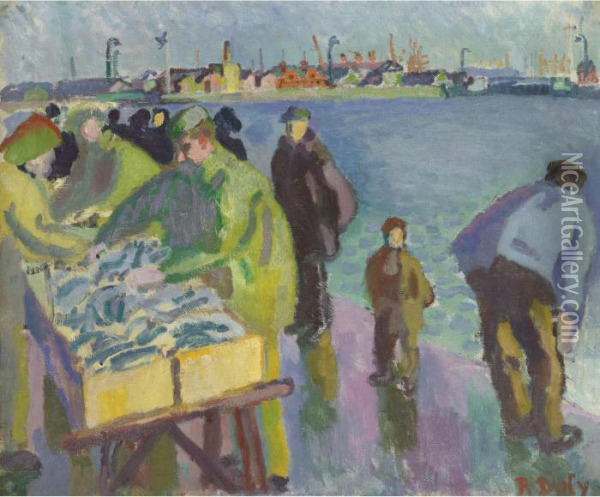 Le Marche Aux Poissons Oil Painting - Raoul Dufy