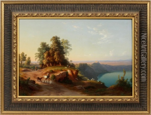 Albano Lake, Italy Oil Painting - Johann-Rudolph Buhlmann