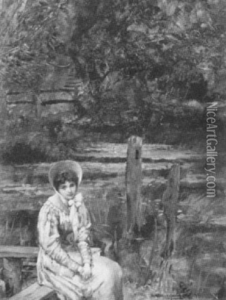Woman In A Bonnet Oil Painting - William A. Breakspeare