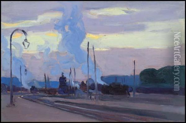 Gare D'acheres, France Oil Painting - Clarence Alphonse Gagnon