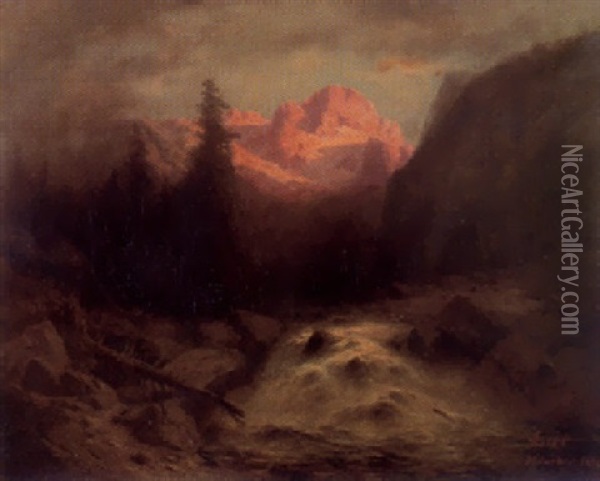 Der Dachstein Bei Abendbeleuchtung Oil Painting - Adolf Heinrich Lier