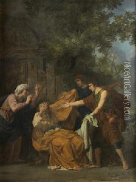 Les Freres De Joseph Apportant A Leur Pere Sa Tunique Ensanglantee Oil Painting - Jean-Joseph Taillasson