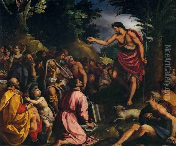 The Preaching of St John the Baptist Oil Painting - Alessandro Allori