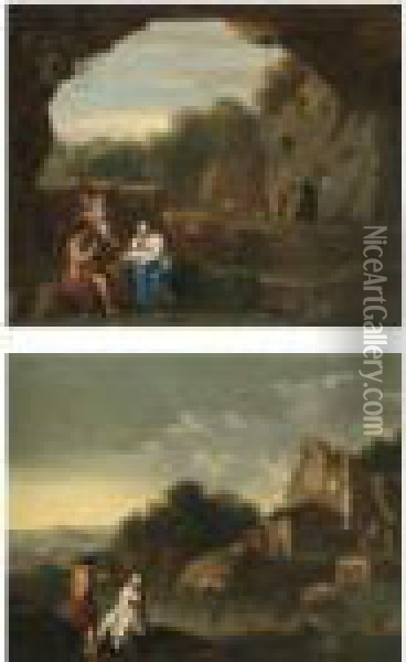 Landscapes With Mythological Scenes Oil Painting - Jan van Haensbergen