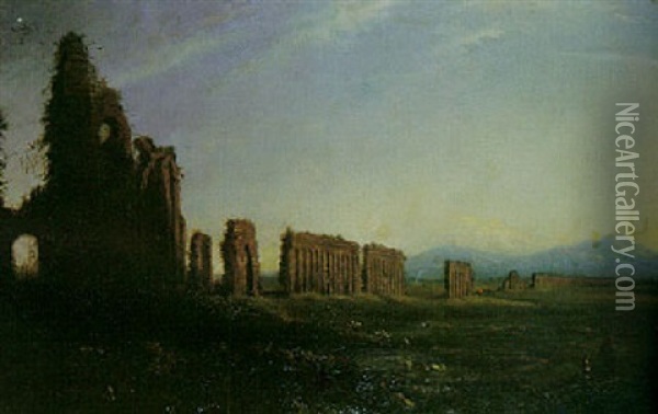View Of The Aqueducts Of Septimius Severus Oil Painting - Joseph Ropes