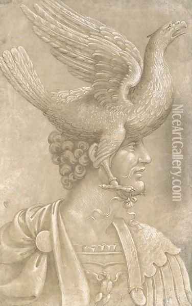 A classical warrior crowned with an eagle Oil Painting - North-Italian School