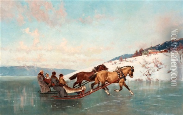 Sleigh Ride Oil Painting - Axel Ender