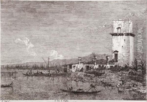 La Torre Di Malghera Oil Painting - (Giovanni Antonio Canal) Canaletto
