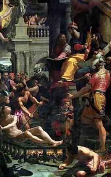 The Martyrdom of St Lawrence 1573 Oil Painting - Girolamo Del Crocifissaio (see Macchietti)