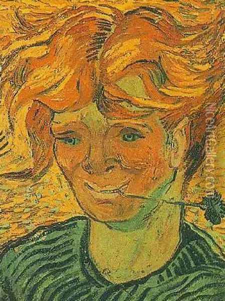 Young Man With Cornflower Oil Painting - Vincent Van Gogh