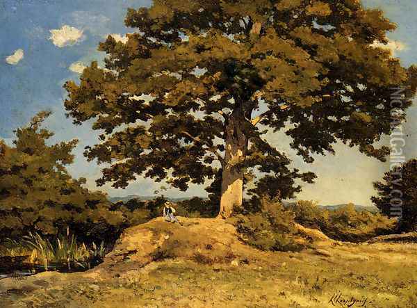 The Big Tree Oil Painting - Henri-Joseph Harpignies