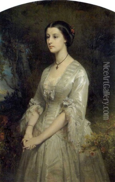 Portrait De Marie De Bonneval, Duchesse De Cadore Oil Painting - Edouard Dubuffe