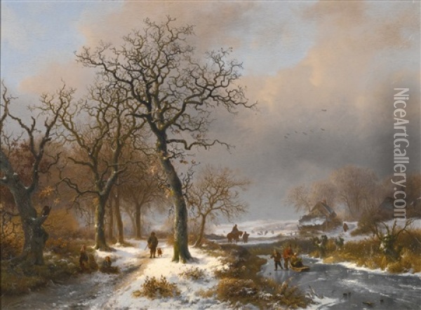 Winter Landscape Oil Painting - Frederik Marinus Kruseman