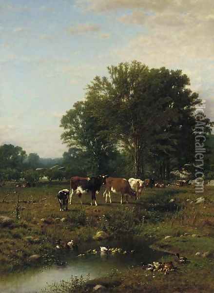 Spring on the Farm Oil Painting - James McDougal Hart