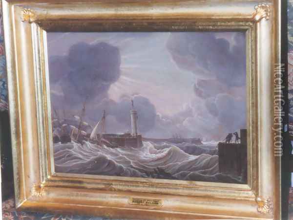 Shipping Off Whitehaven Oil Painting - Robert Salmon